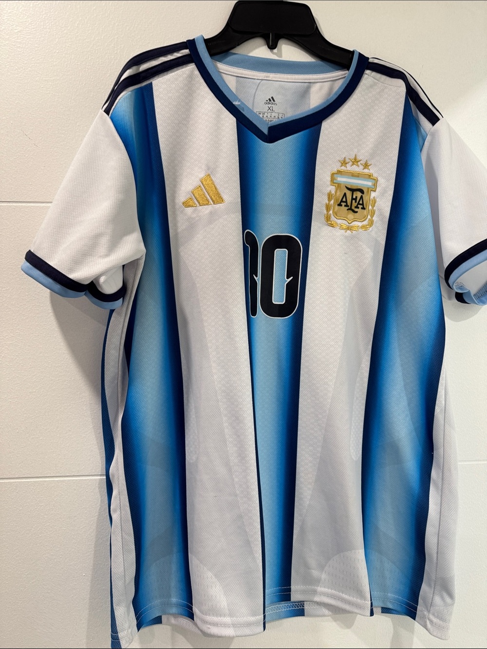 Authentic Adidas Messi Argentina Soccer Jersey in Blue and White with #10
